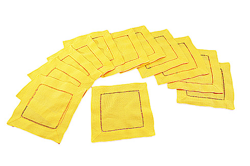 Solid colored Hemstitch cocktail napkin. Dafford Gold colored